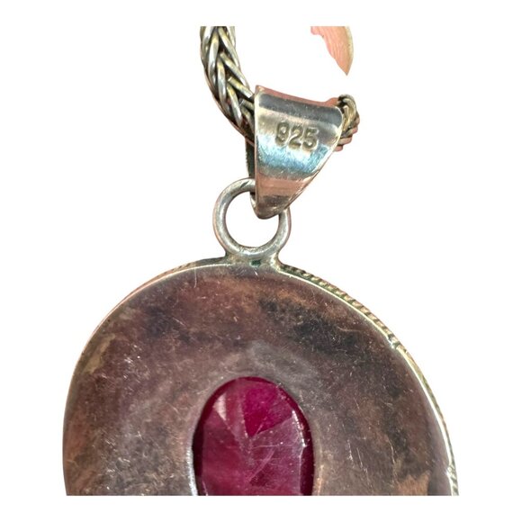 Samuel Benham BJC Sterling Silver Ruby Red Jewelry Set Necklace Bracelet Earring - Picture 14 of 15